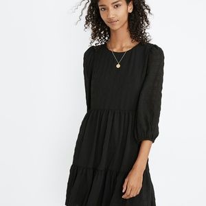 Madewell Puff-Sleeve Ruffle-Hem Mini Dress
